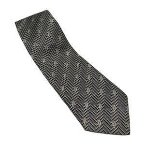 Jianshiba 100% Silk‎ Tie Black White Chevron Leaf Geometric Business Classic